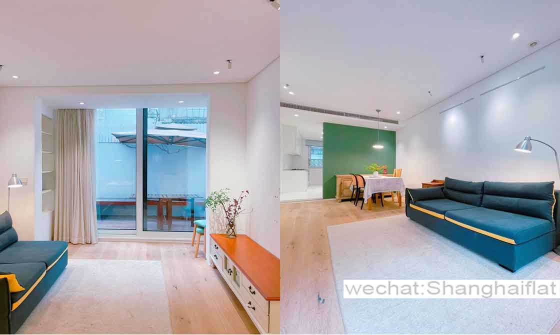 Light 2br apartment with yard in Julu rd for lease/French Concession